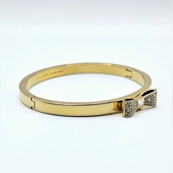 Kate Spade New York Gold-Tone Bow Bangle Bracelet with Crystals + Pouch - Picture 9 of 10